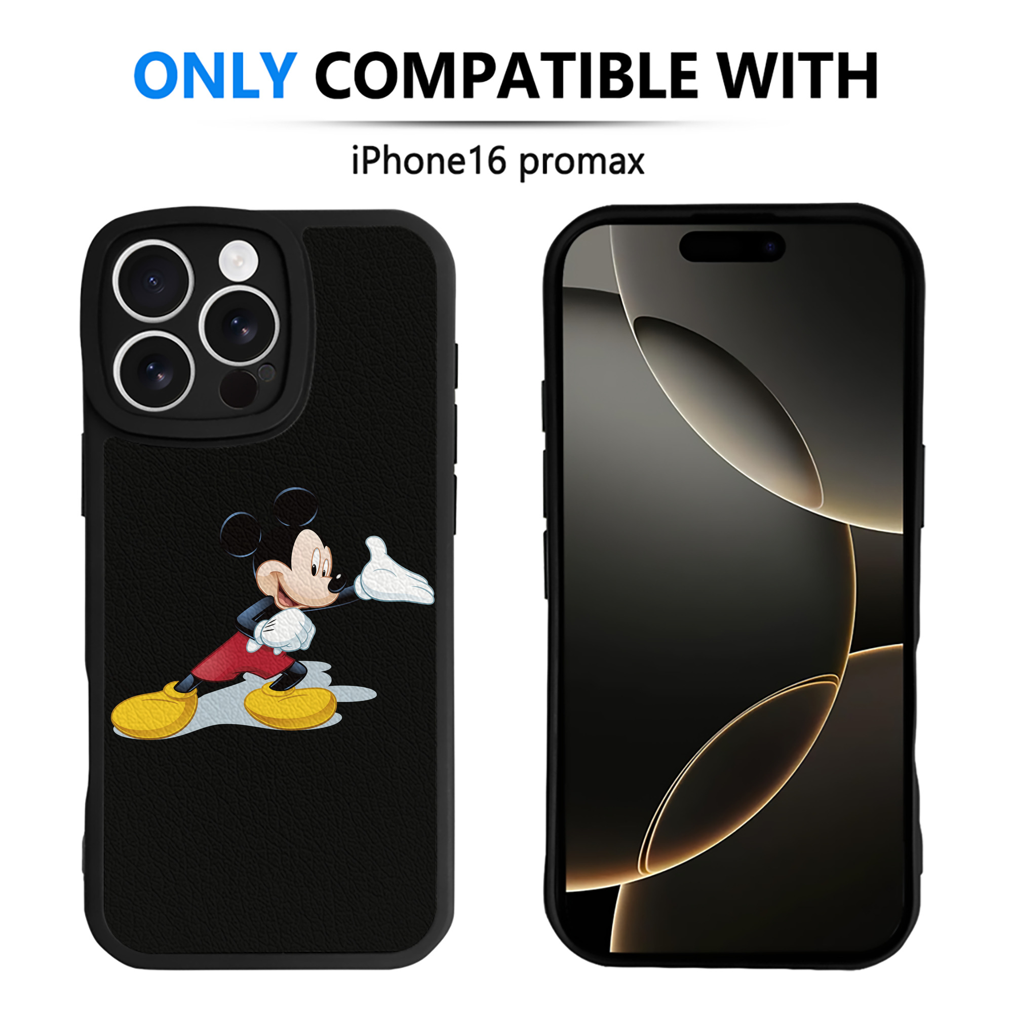 （画像用） ミッキーマウス Mickey Mouse 【iPhone 16シリーズ対応】シリコンスマホケース（レザー調） 材質：シリコン